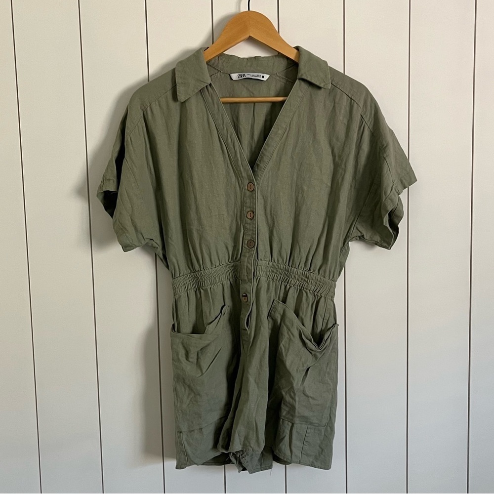 Zara Green Short Sleeve Romper - Picture 3 of 5